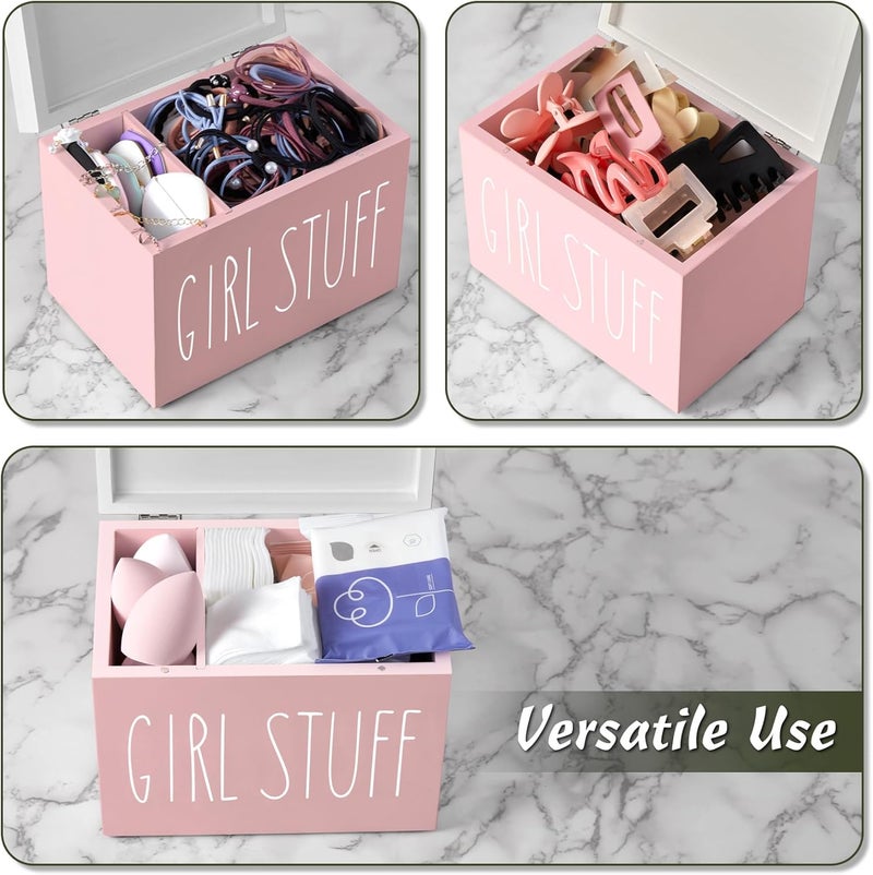 DRASTAR Tampon Holder for Bathroom, Pink Lady Stuff Box for Bathroom Accessories, Pink Bathroom Decor,Feminine Product Organizer, Pad Organize Case with hinged lid, Shark Week Tampon Storage - Image 5